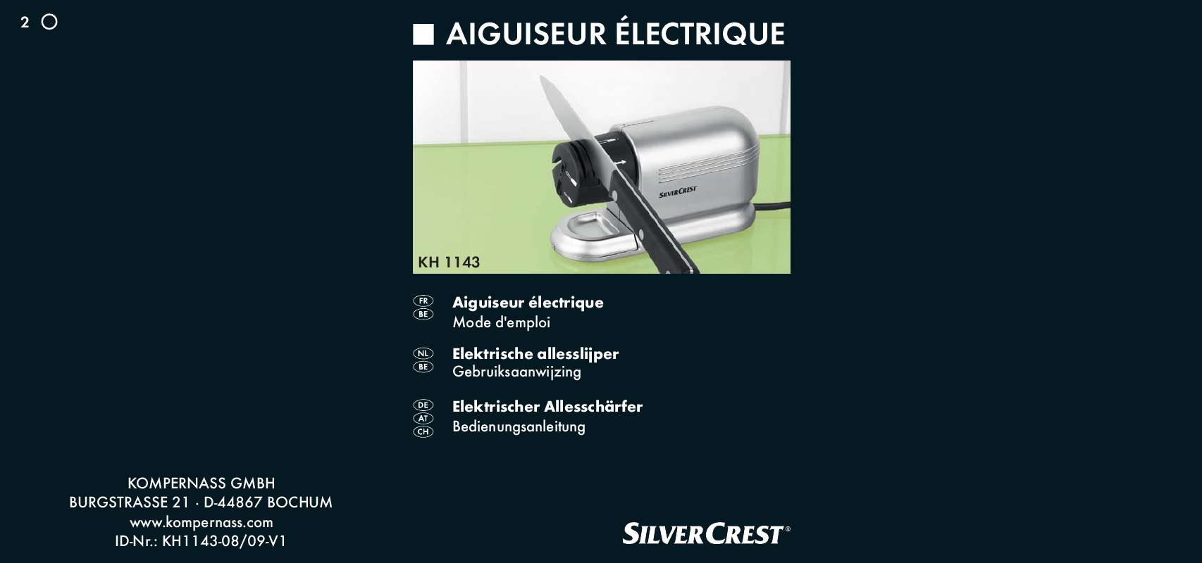 Notice SILVERCREST KH 1143 ELECTRIC ALLPURPOSE SHARPENER Trouver une